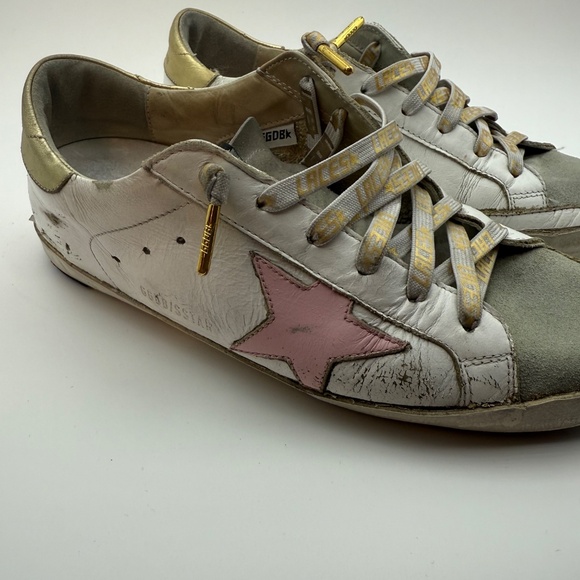 GOLDEN GOOSE SUPERSTAR PINK GOLD SIZE 40 GOLD LACES - Picture 3 of 11